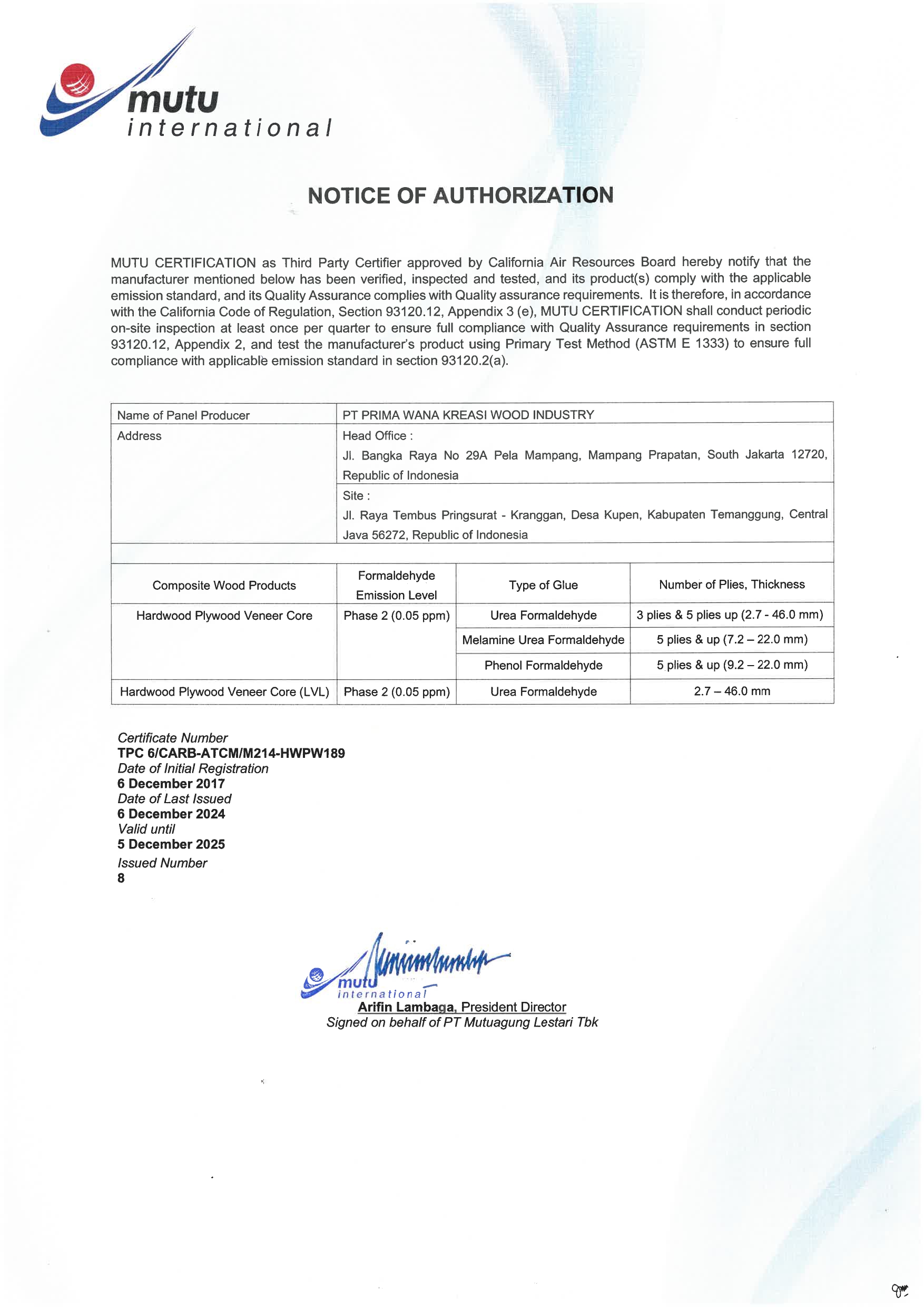 CARB Certification